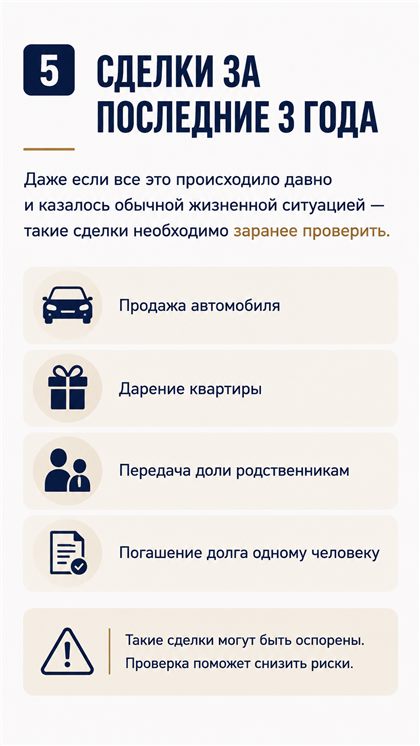 Чек-лист сделок за последние три года